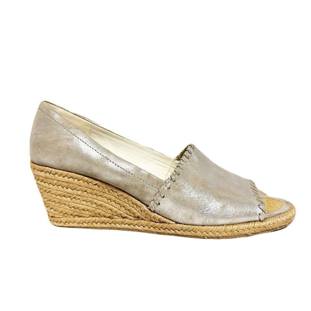 Jack Rogers Womens Size 9 Silver Metallic Palmer Espadrille Wedge Fits Like 8.5 - Picture 3 of 9